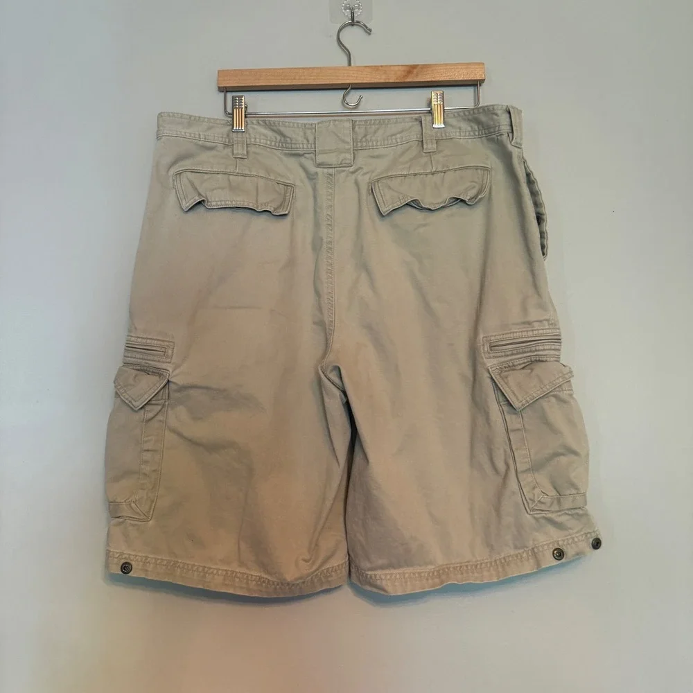 Y2K Lee‎ Dungarees Mens Khaki Cotton Twill Cargo Shorts Relaxed Fit Tan Size 38
